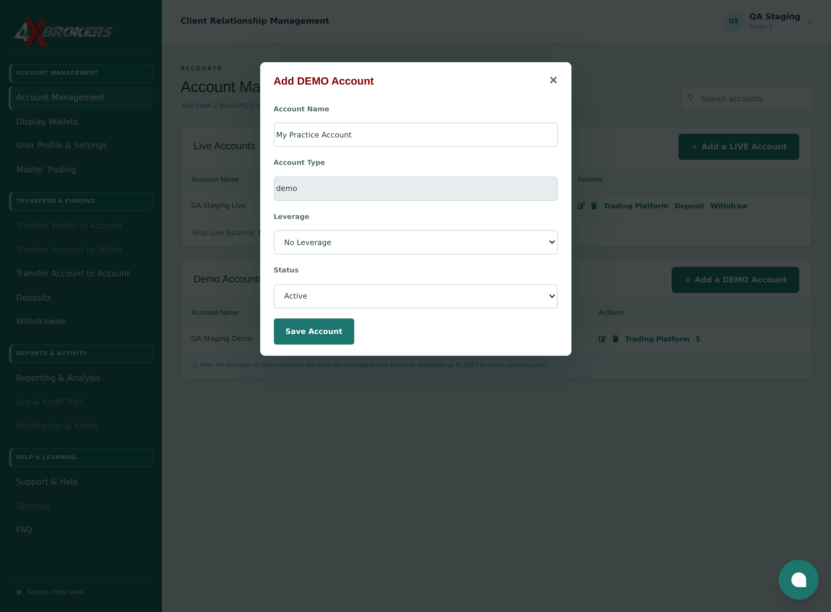 Create a New Demo Trading Account — step 3