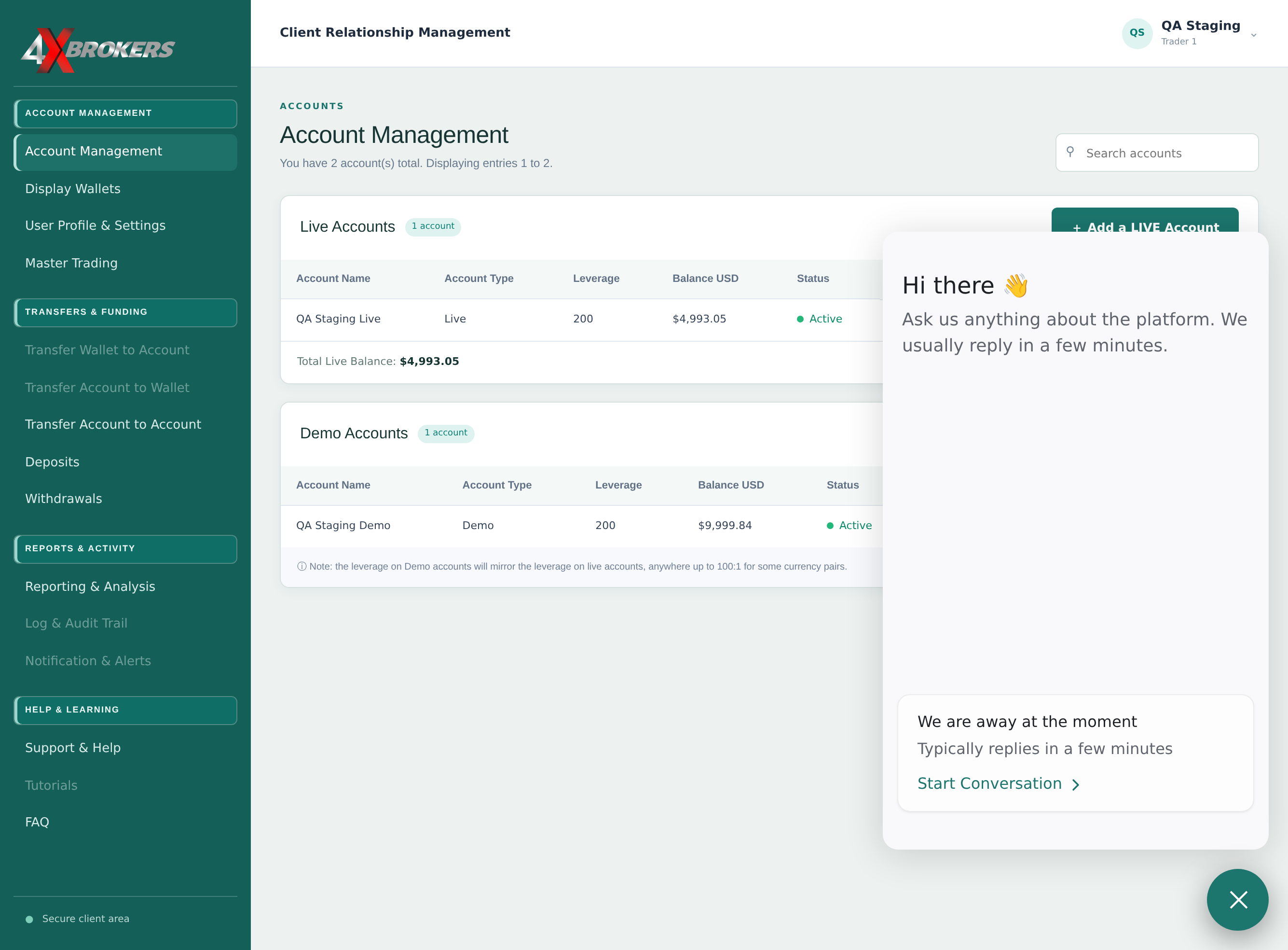 Contact Live Support — step 2