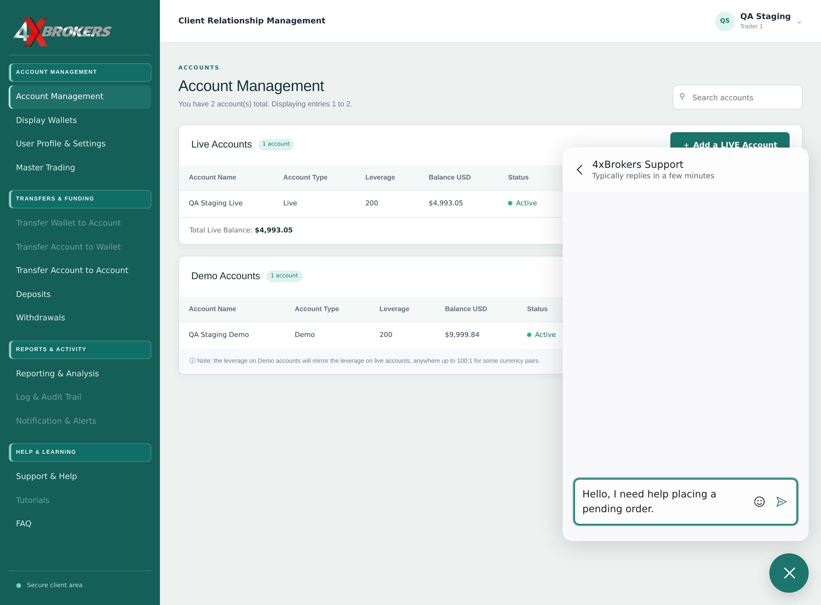Contact Live Support — step 4