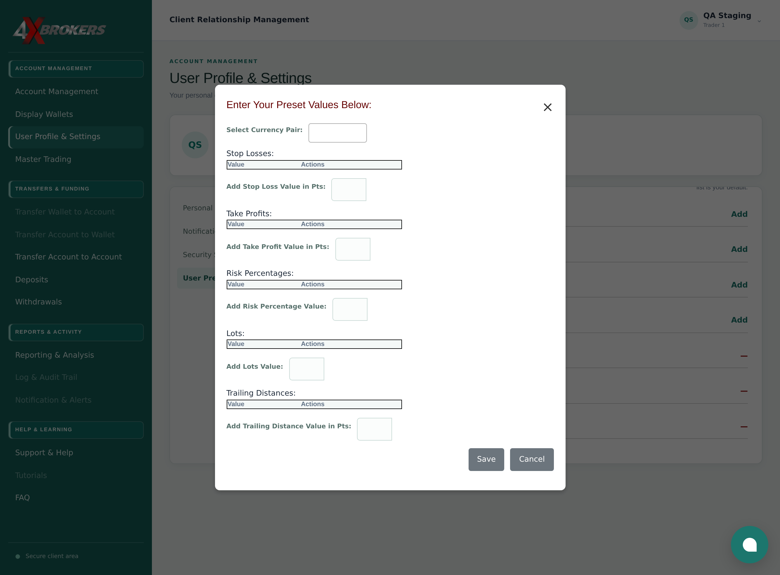 Create Trading Presets — step 4
