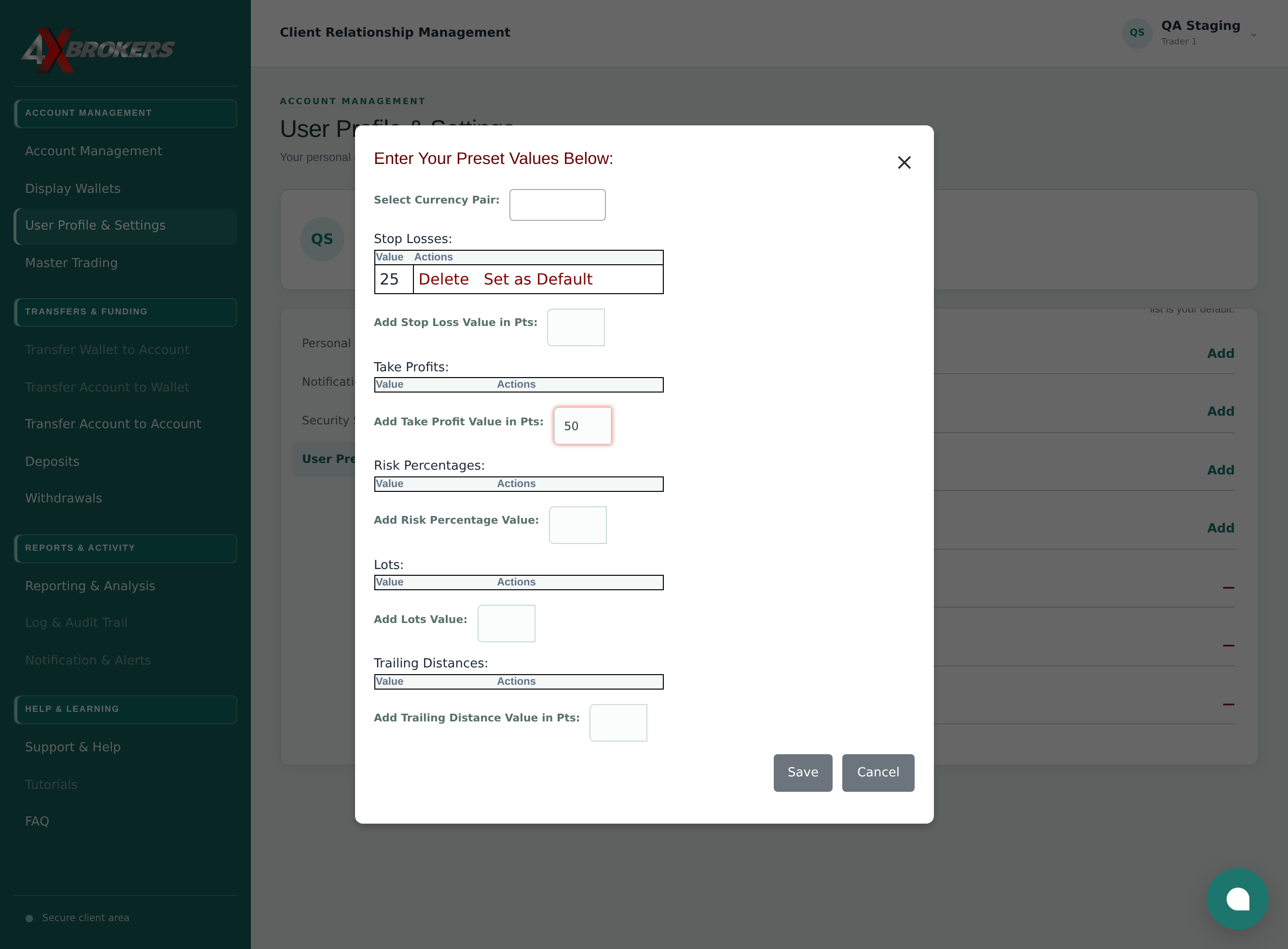 Create Trading Presets — step 6