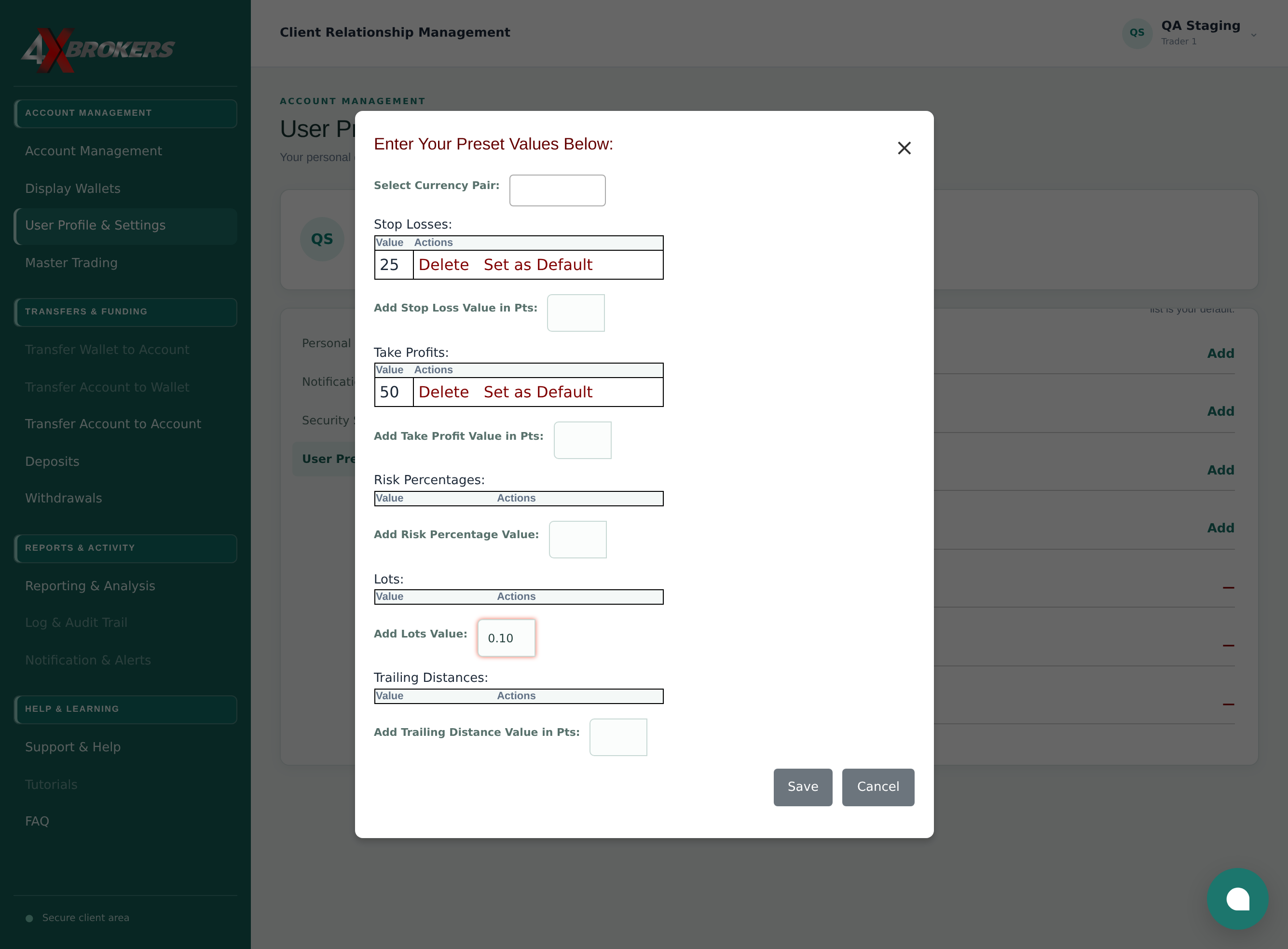 Create Trading Presets — step 7