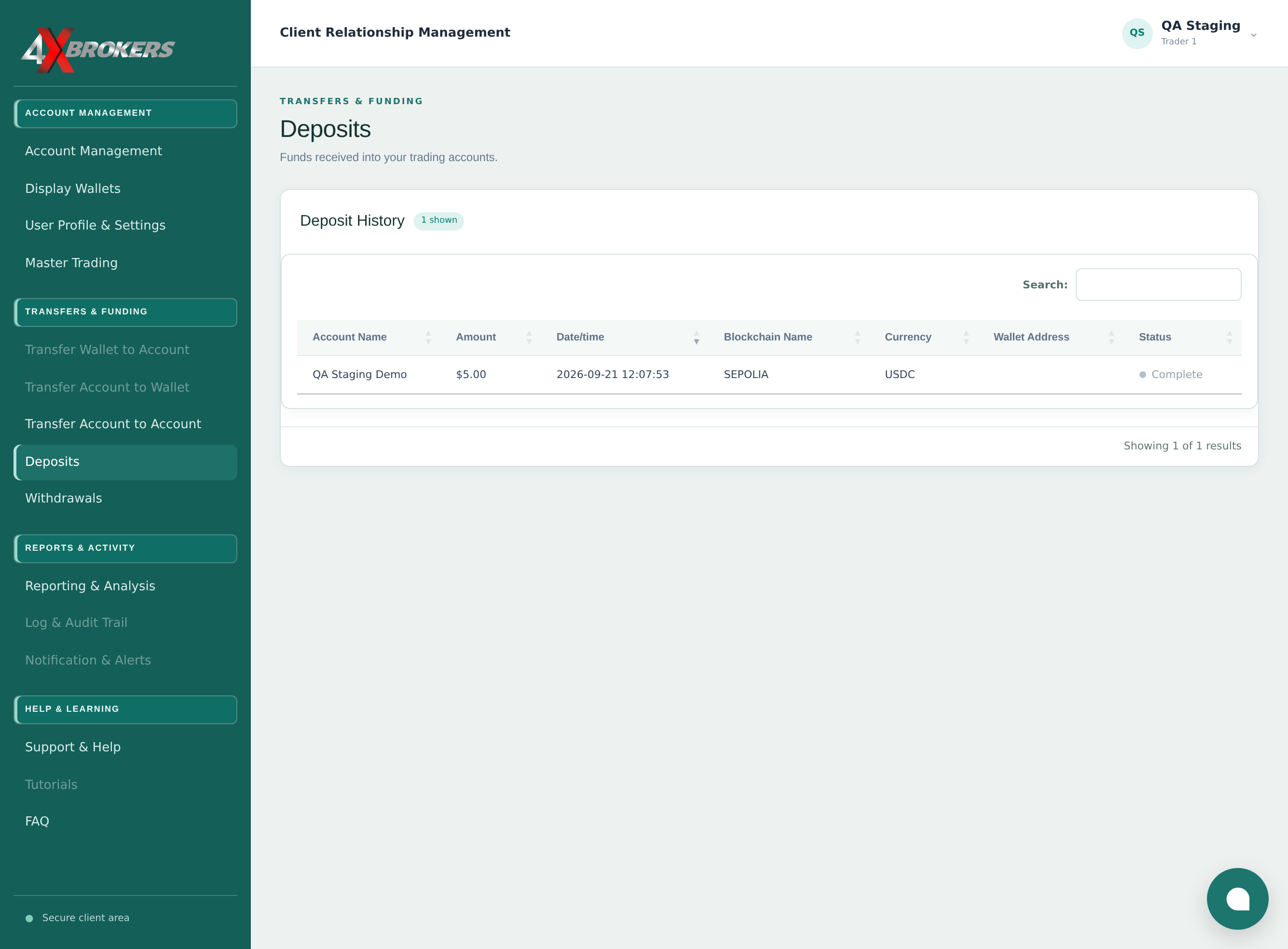 Deposit Funds to a Live Account — step 5