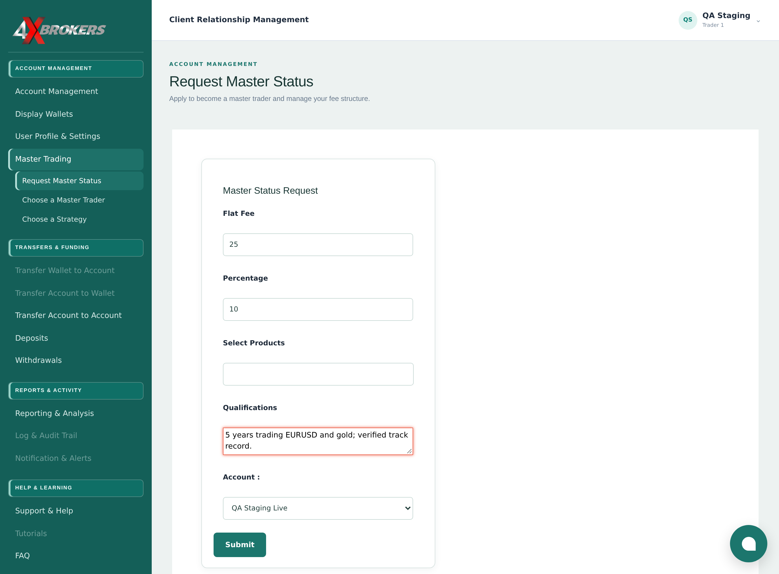 Request Master Status — step 6