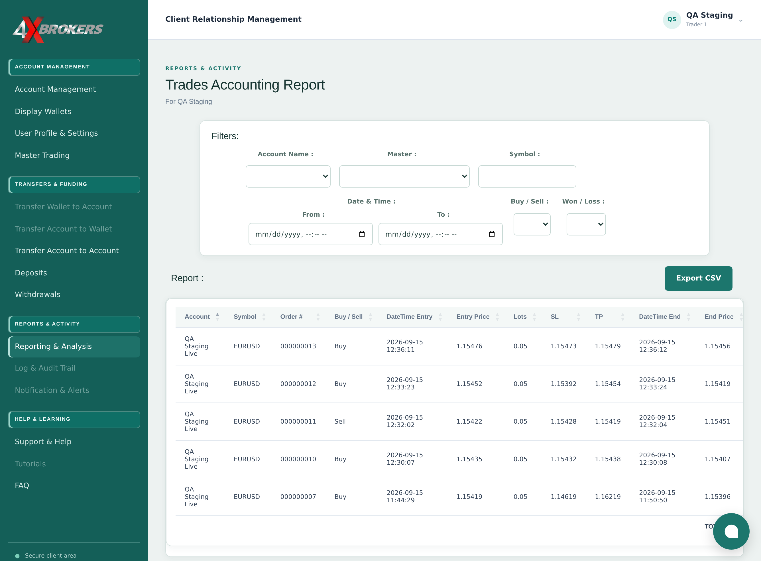 Run a Trades Accounting Report — step 1